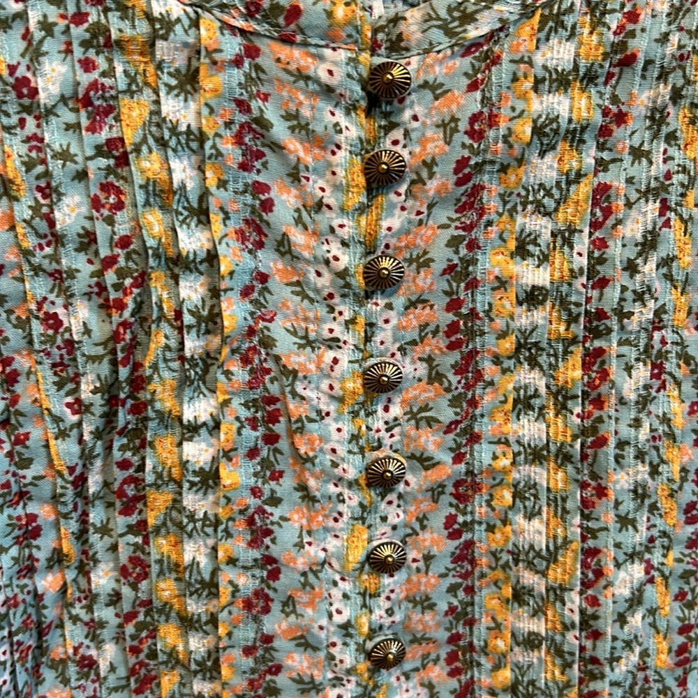Maeve Multi-Color Pintuck Button Front Blouse - Picture 3 of 8